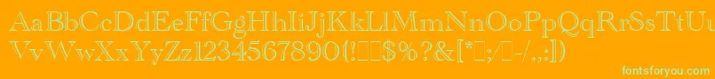 AcademyEngravedLetPlain.1.0 Font – Green Fonts on Orange Background
