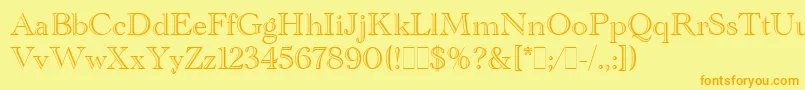 AcademyEngravedLetPlain.1.0 Font – Orange Fonts on Yellow Background
