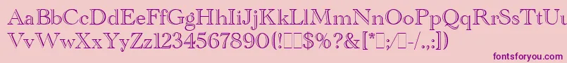AcademyEngravedLetPlain.1.0 Font – Purple Fonts on Pink Background