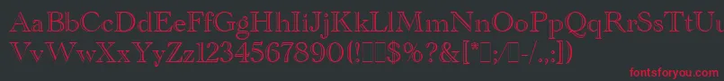 AcademyEngravedLetPlain.1.0 Font – Red Fonts on Black Background