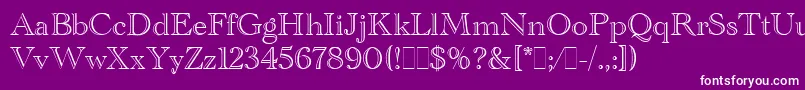 AcademyEngravedLetPlain.1.0 Font – White Fonts on Purple Background