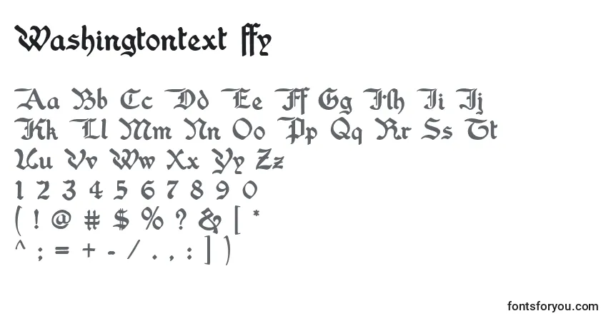 Schriftart Washingtontext ffy – Alphabet, Zahlen, spezielle Symbole