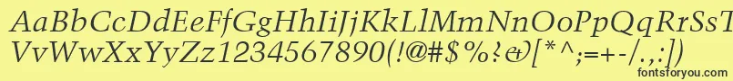 BlackfordSsiItalic-Schriftart – Schwarze Schriften auf gelbem Hintergrund