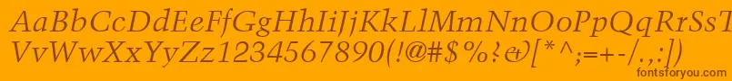 BlackfordSsiItalic-Schriftart – Braune Schriften auf orangefarbenem Hintergrund