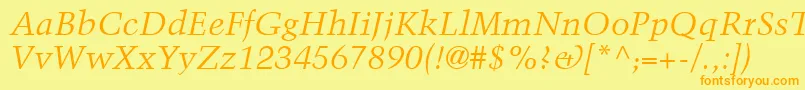 BlackfordSsiItalic-Schriftart – Orangefarbene Schriften auf gelbem Hintergrund