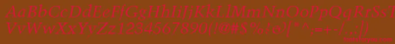 Fonte BlackfordSsiItalic – fontes vermelhas em um fundo marrom