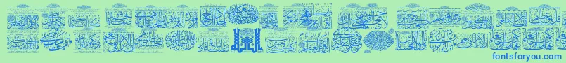 MyFontQuraan5-fontti – siniset fontit vihreällä taustalla