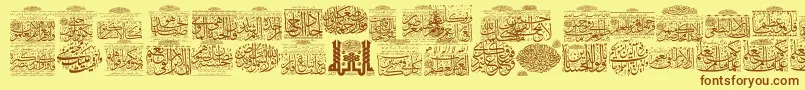 MyFontQuraan5 Font – Brown Fonts on Yellow Background