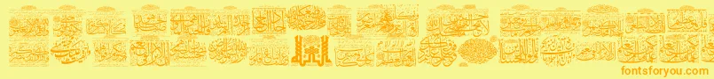 Fonte MyFontQuraan5 – fontes laranjas em um fundo amarelo