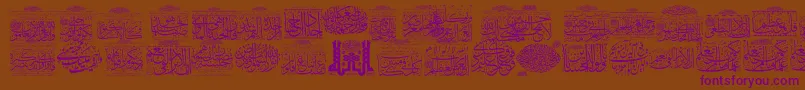 MyFontQuraan5 Font – Purple Fonts on Brown Background