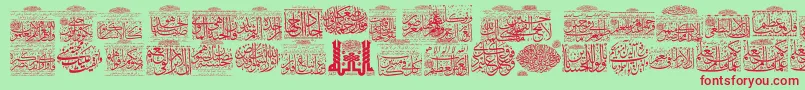 MyFontQuraan5 Font – Red Fonts on Green Background