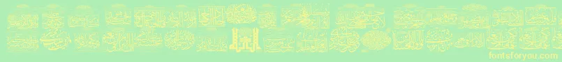 Fonte MyFontQuraan5 – fontes amarelas em um fundo verde