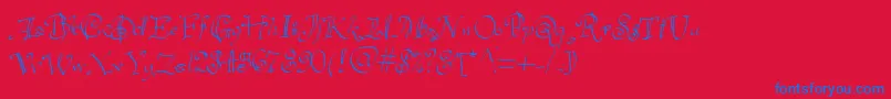 Czcionka Havelseen – niebieskie czcionki na czerwonym tle