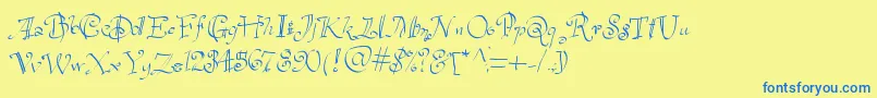 Havelseen-Schriftart – Blaue Schriften auf gelbem Hintergrund