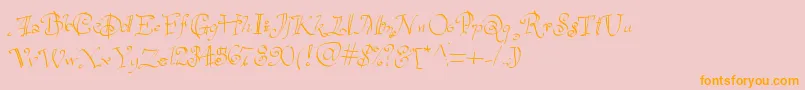 Havelseen-Schriftart – Orangefarbene Schriften auf rosa Hintergrund