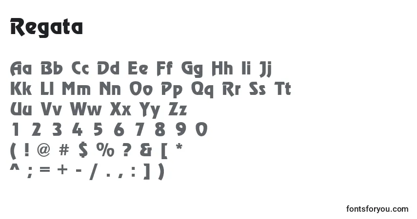 A fonte Regata – alfabeto, números, caracteres especiais