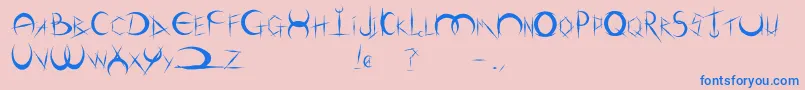 Fonte DemigodOldschool – fontes azuis em um fundo rosa