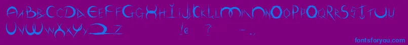 DemigodOldschool-Schriftart – Blaue Schriften auf violettem Hintergrund