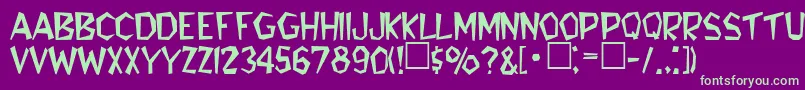 RobiniaRegular Font – Green Fonts on Purple Background