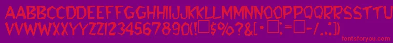 Fonte RobiniaRegular – fontes vermelhas em um fundo violeta