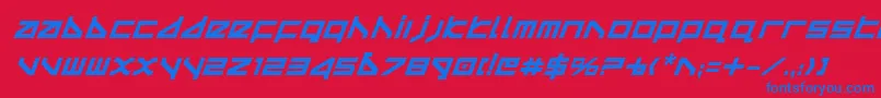 フォントDeltav2bi – 赤い背景に青い文字