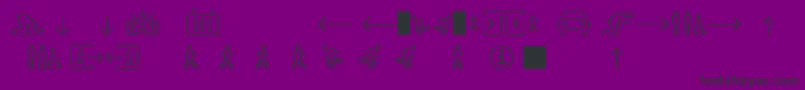 Sirucapictograms1.1-fontti – mustat fontit violetilla taustalla