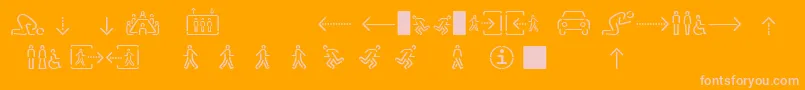 Sirucapictograms1.1-fontti – vaaleanpunaiset fontit oranssilla taustalla