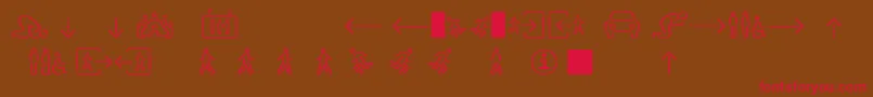 フォントSirucapictograms1.1 – 赤い文字が茶色の背景にあります。