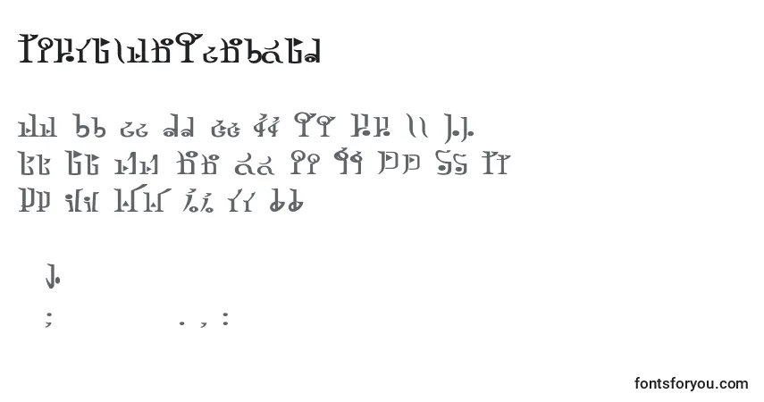 Czcionka TphylianGcnbold – alfabet, cyfry, specjalne znaki