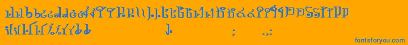 TphylianGcnbold-Schriftart – Blaue Schriften auf orangefarbenem Hintergrund