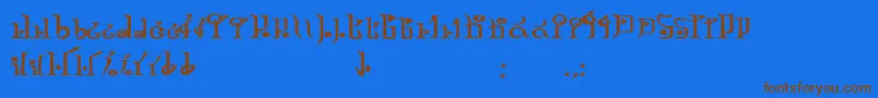 TphylianGcnbold-Schriftart – Braune Schriften auf blauem Hintergrund