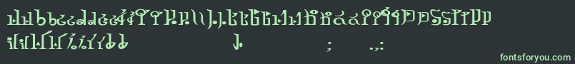 フォントTphylianGcnbold – 黒い背景に緑の文字