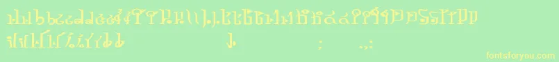 フォントTphylianGcnbold – 黄色の文字が緑の背景にあります