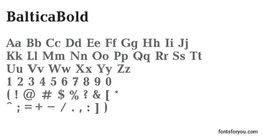 A fonte BalticaBold – alfabeto, números, caracteres especiais