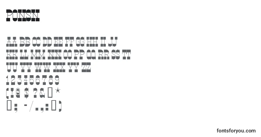 A fonte Ponsn – alfabeto, números, caracteres especiais