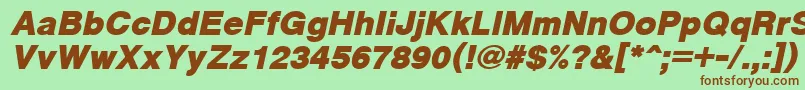 CyrveticaExtraBoldOblique-fontti – ruskeat fontit vihreällä taustalla