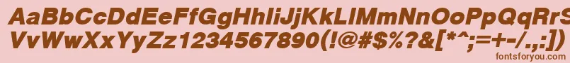 CyrveticaExtraBoldOblique-fontti – ruskeat fontit vaaleanpunaisella taustalla