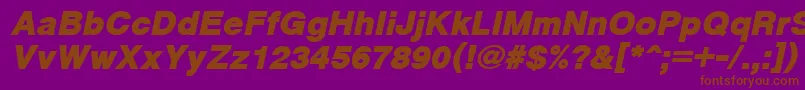 CyrveticaExtraBoldOblique-fontti – ruskeat fontit violetilla taustalla