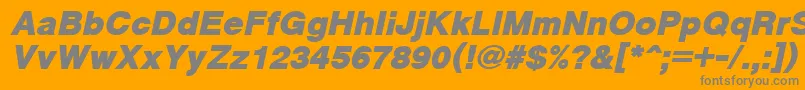 CyrveticaExtraBoldOblique-fontti – harmaat kirjasimet oranssilla taustalla