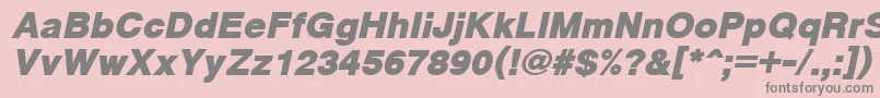 CyrveticaExtraBoldOblique-fontti – harmaat kirjasimet vaaleanpunaisella taustalla