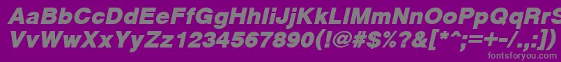 CyrveticaExtraBoldOblique-fontti – harmaat kirjasimet violetilla taustalla