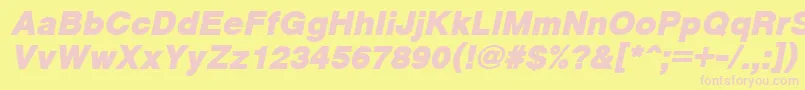 CyrveticaExtraBoldOblique-fontti – vaaleanpunaiset fontit keltaisella taustalla
