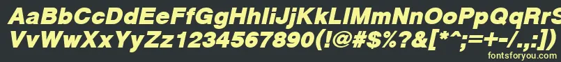 CyrveticaExtraBoldOblique-fontti – keltaiset fontit mustalla taustalla