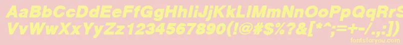 CyrveticaExtraBoldOblique-fontti – keltaiset fontit vaaleanpunaisella taustalla