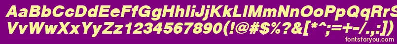 CyrveticaExtraBoldOblique-fontti – keltaiset fontit violetilla taustalla
