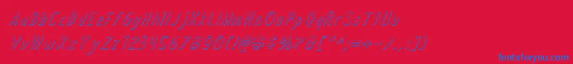 DraftingTable3DItalic-Schriftart – Blaue Schriften auf rotem Hintergrund