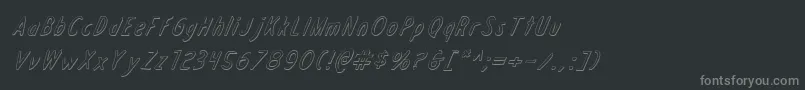 フォントDraftingTable3DItalic – 黒い背景に灰色の文字