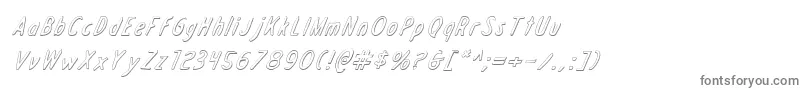 DraftingTable3DItalic-fontti – harmaat kirjasimet valkoisella taustalla