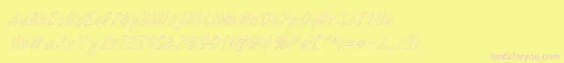 DraftingTable3DItalic-fontti – vaaleanpunaiset fontit keltaisella taustalla