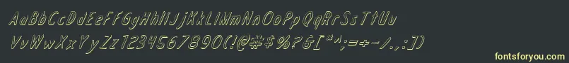 フォントDraftingTable3DItalic – 黒い背景に黄色の文字